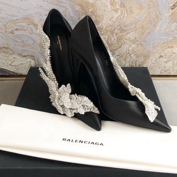 New Balenciaga Talin Slash Crystal BlackPump Heels - Picture 6 of 8